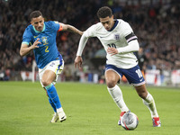 Jude Bellingham #10 of England is in action during the International Friendly match between England and Brazil at Wembley Stadium in London,...