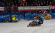 Sweden's Martin Haarahiltunen (199) in blue is leading, while Germany's Markus Jell (82) i...