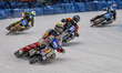 Austria's Franz Zorn (100) in yellow is leading Finland's Aki Ala-Riihimaki (66) in blue,...