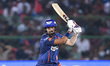 Lucknow Super Giants' captain KL Rahul is playing a shot during the Indian Premier League...