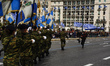 Soldiers are participating in the military parade for Greece's Independence Day in Athens,...