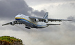 An Antonov An-124-100 is taking off from Barcelona Airport in Barcelona, Spain, on March 2...