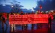Members of Belarusian diaspora and supporters attend a march organized on 'Freedom Day' on...
