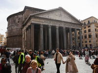 A view of Pantheon in Rome, Italy on March 25, 2024. (