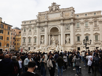 A view of the Trevi Fountain in Rome, Italy on March 25, 2024. (