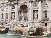 A view of the Trevi Fountain in Rome, Italy on March 25, 2024. (