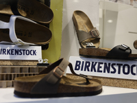 Birkenstock sandlas are seen at a store in Rome, Italy on March 25, 2024. (