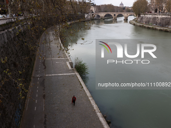 A view of Tiber river in Rome, Italy on March 25, 2024. (