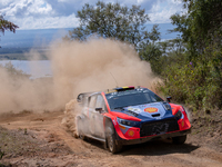 Drivers Thierry Neuville and co-driver Martijn Wydaeghe of the Hyundai Shell Mobis World Rally Team are facing the test of the shakedown in...