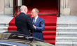 Prime Minister of Poland, Donald Tusk (R) greets Prime Minister of Ukraine, Denys Shmyhal...