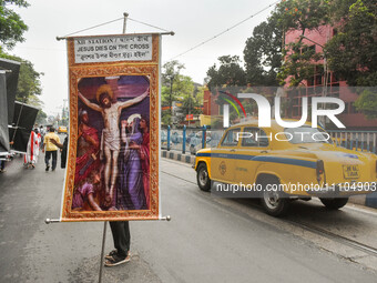 A rally is being seen in Kolkata, India, on March 29, 2024. (