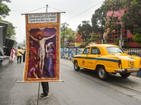 A rally is being seen in Kolkata, India, on March 29, 2024. (