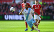 Jordan Ayew of Crystal Palace is in action during the Premier League match between Notting...