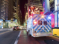A Mount Sinai Hospital 911 Ambulance in New York City, USA operating the siren and the emergency lighting and the beacon. The Emergency Medi...