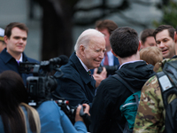 President Biden greets people attending the 2024 White House Easter Egg Roll on the South Lawn of the White House in Washington, D.C. on Apr...