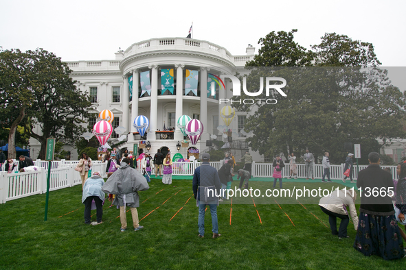People attend the 2024 White House Easter Egg Roll on the South Lawn of the White House in Washington, D.C. on April 1, 2024. 