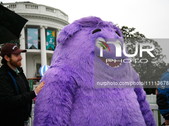 The character 'Blue' from the movie 'If' appears at the 2024 White House Easter Egg Roll on the South Lawn of the White House in Washington,...