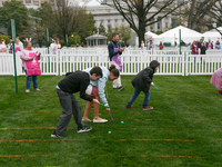 Children participate in the 2024 White House Easter Egg Roll on the South Lawn of the White House in Washington, D.C. on April 1, 2024. (