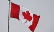 EDMONTON, CANADA - APRIL 2:Canadian National Flag seen in Heritage Valley Area, on April...