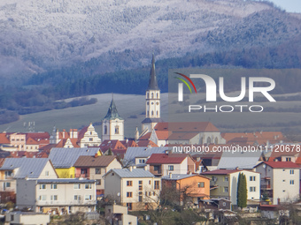 A general view of the historic town of Levoca is being seen in Levoca, Presovsky Kraj, Slovakia, on March 24, 2024. The historic town of Lev...