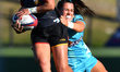 Reese Anderson of Chiefs Manawa (left) is being tackled by Rosie Kelly of Matatu during th...