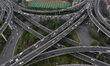Vehicles are moving slowly on their return trip over the Saihong Bridge overpass in Nanjin...