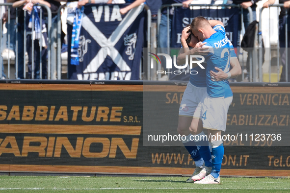 Gabriele Moncini of Brescia Calcio FC is celebrating after scoring a goal during the Italian Serie B soccer championship match between Bresc...