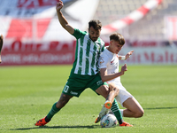 Jose Ulisses Arias (L) of Floriana is competing for the ball with Jake Azzopardi (R) of Valletta during the Malta BOV Premier League soccer...