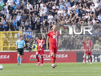 Milan Djuric is in action during the Serie A football match between AC Monza and SSC Napoli at U-Power Stadium in Monza, Italy, on April 7,...