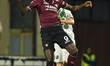 Simy of US Salernitana 1919 is playing during the Serie A TIM match between US Salernitana...