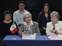 Raquel Serur Smeke, Mexico's ambassador to Ecuador, and Alicia Barcena Ibarra, Mexico's Secretary of Foreign Affairs, are giving a message t...