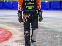 Aki Ala-Riihimaki from Finland is inspecting the track on the first turn during the FIM Ice Speedway Gladiators World Championship Final 4 a...