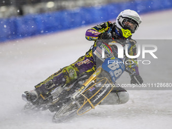 Germany's Max Niedermaier (88) is in action during the FIM Ice Speedway Gladiators World Championship Final 4 at Ice Rink Thialf in Heerenve...