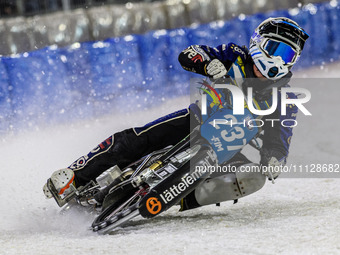 Sweden's Jimmy Hornell Lidfalk (237) is in action during the FIM Ice Speedway Gladiators World Championship Final 4 at Ice Rink Thialf in He...