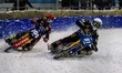 Sweden's Jimmy Olsen (81) in white is riding inside the Netherlands' Jasper Iwema (800) in...
