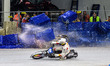 Max Niedermaier (88) is crashing into the bales during the FIM Ice Speedway Gladiators Wor...