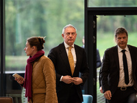 Ministers of Enterprise and Made in Italy Adolfo Urso (left) and German Economy Minister and Vice Chancellor Robert Habeck are meeting at Ha...