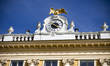 A clock is pictured on top of the Schonbrunn Palace in Vienna, Austria, on April 5, 2024. 