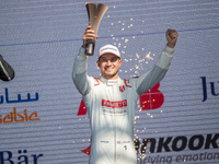 Jake Dennis (Great Britain) of ANDRETTI Formula E at the podium after the race of the Misano E-Prix at Misano World Circuit Marco Simoncelli...