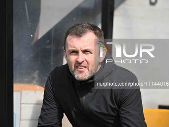 Manager Nathan Jones of Charlton Athletic is looking on during the Sky Bet League 1 match between Cambridge United and Charlton Athletic at...