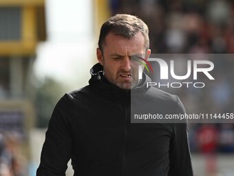 Manager Nathan Jones of Charlton Athletic is watching the Sky Bet League 1 match between Cambridge United and Charlton Athletic at the Cleda...