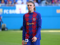 Ingrid Engen is playing in the match between FC Barcelona and Villarreal CF for week 23 of the Liga F at the Johan Cruyff Stadium in Barcelo...