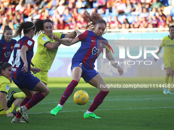 Salma Paralluelo and Ainoa Campo are playing in the match between FC Barcelona and Villarreal CF for week 23 of the Liga F at the Johan Cruy...