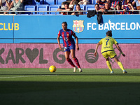 Esmee Brugts and Lucia Gomez are playing during the match between FC Barcelona and Villarreal CF, corresponding to week 23 of the Liga F, at...