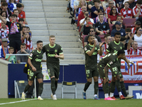 Artem Dovbyk of Girona FC is celebrating a goal during the Spanish League, LaLiga EA Sports, football match played between Atletico de Madri...