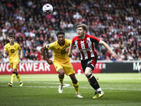 Nathan Collins of Brentford is on the ball during the Premier League match between Brentford and Sheffield United at the Gtech Community Sta...