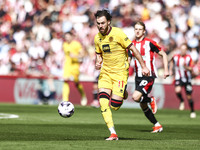 Ben Brereton Diaz of Sheffield United is on the ball during the Premier League match between Brentford and Sheffield United at the Gtech Com...