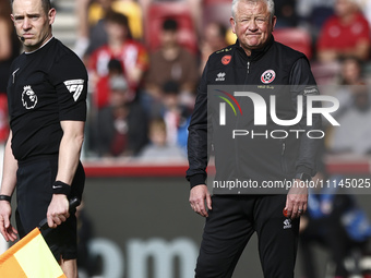 Chris Wilder is on the touchline during the Premier League match between Brentford and Sheffield United at the Gtech Community Stadium in Br...