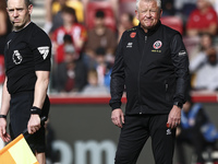 Chris Wilder is on the touchline during the Premier League match between Brentford and Sheffield United at the Gtech Community Stadium in Br...