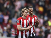 Zanka is celebrating with his teammates Brentford's victory at full time during the Premier League match between Brentford and Sheffield Uni...